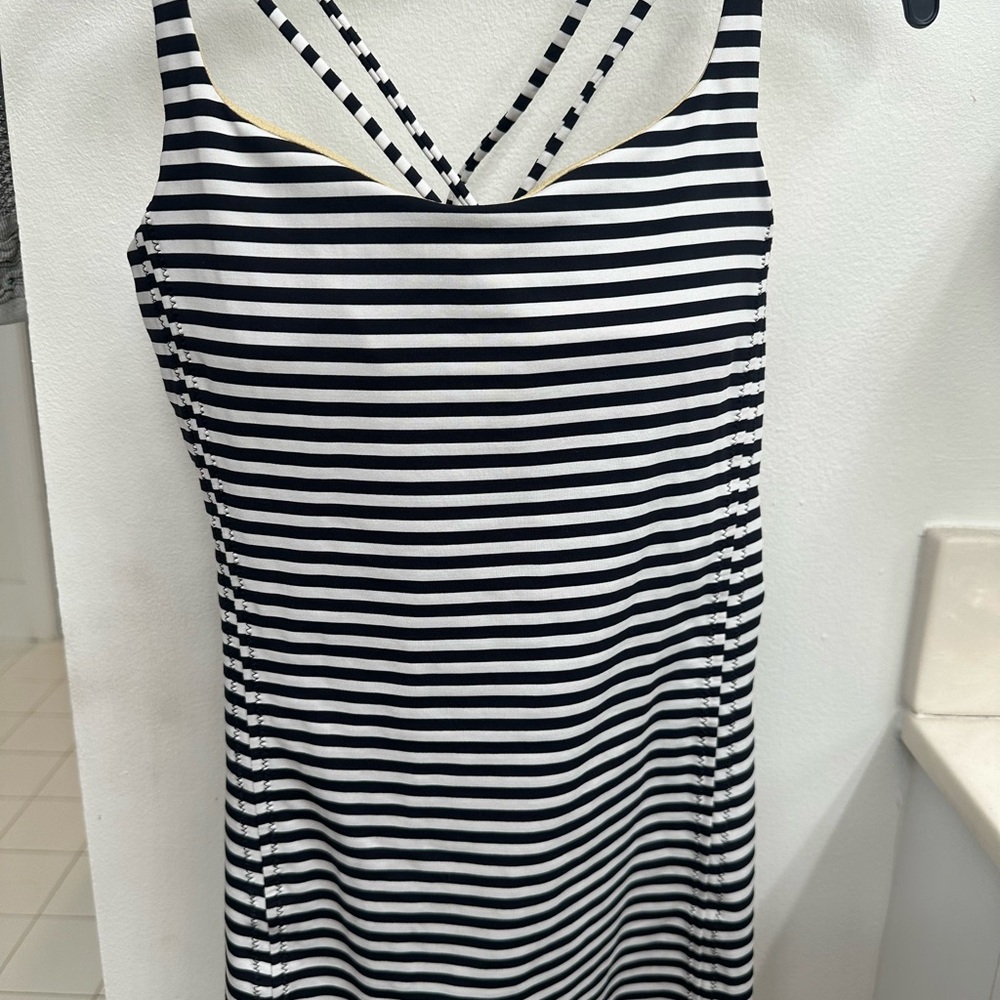 lululemon athletica Black and White Striped Tank Top